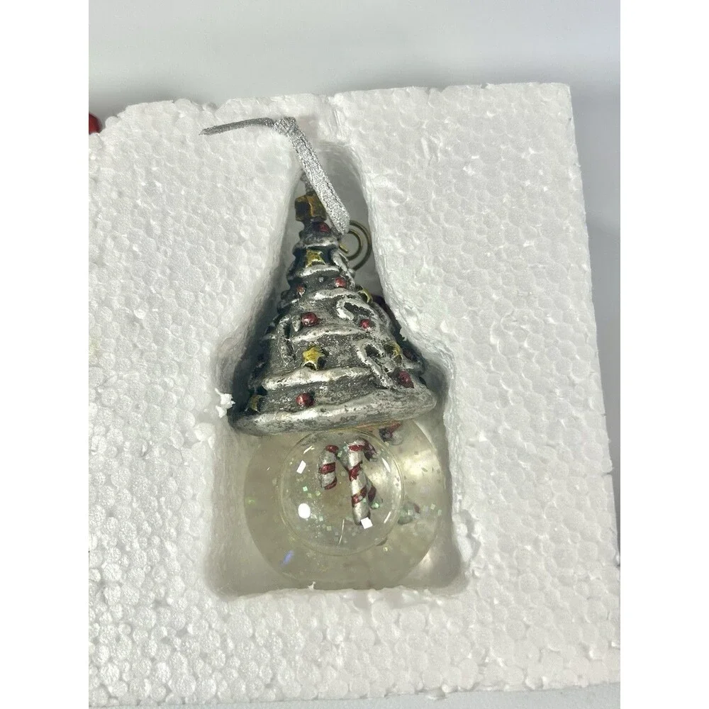 Snow Globe Ornaments Holiday Wishes Set of Three Christmas Tree By Towle